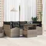 vidaXL Ensemble de canapé de jardin 7 pièces avec coussins gris poly rattan