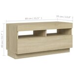 vidaXL Meuble TV avec lumières LED chêne sonoma 80x35x40 cm