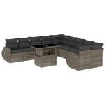 vidaXL Salon de jardin 11 Pièces avec coussins gris résine tressée