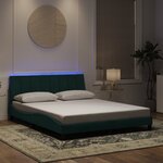 vidaXL Cadre de lit avec lumières LED vert foncé 160x200 cm velours