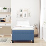 vidaXL Lit à ressort avec matelas bleu en tissu de corduroy