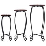 vidaXL Tables mosaïque 3 Pièces Terre cuite et blanc Céramique