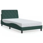 vidaXL Cadre de lit avec lumières LED vert foncé 100x200 cm velours