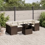vidaXL Salon de jardin 8 Pièces avec coussins marron résine tressée