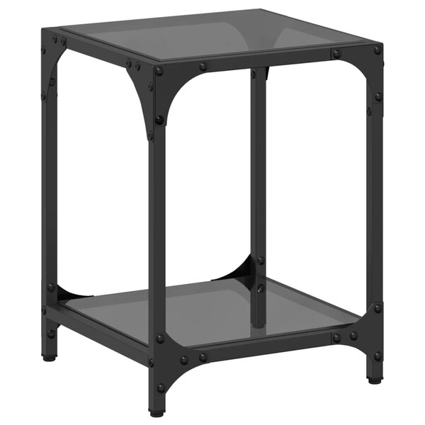 vidaXL Table basse avec dessus en verre noir 30x30x40 cm acier