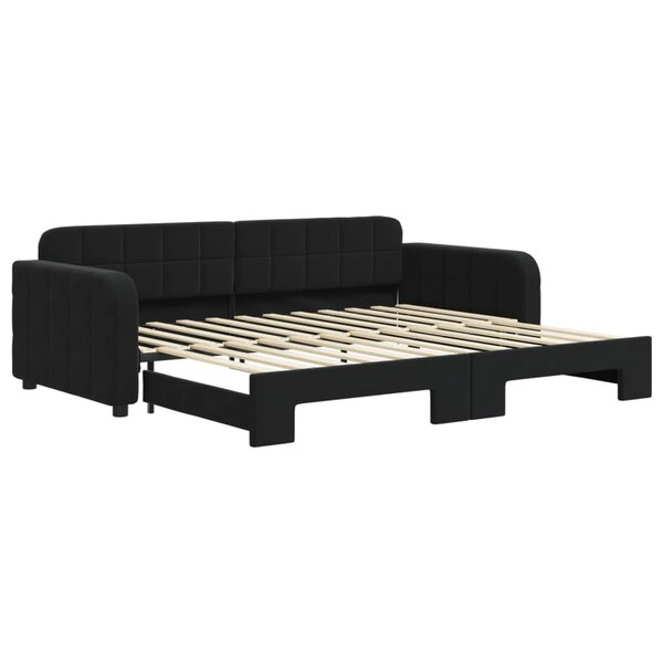 vidaXL Lit de jour avec lit gigogne noir 90x200 cm velours