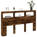vidaXL Armoire tête de lit avec LED chêne fumé 180x17x102 cm