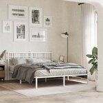 vidaXL Cadre de lit métal sans matelas et tête de lit blanc 150x200 cm