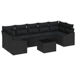 vidaXL Ensemble de canapé de jardin de 8 pièces avec coussins en rattan noir