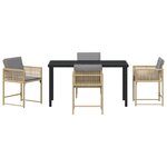 vidaXL Ensemble de salle à manger de jardin 5 pièces avec coussins beige en rattan poly