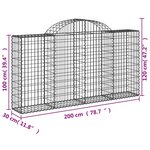 vidaXL Paniers à gabions arqués 40 Pièces 200x30x100/120 cm Fer galvanisé
