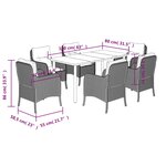 vidaXL Ensemble à manger de jardin coussins 7Pièces Noir Résine tressée