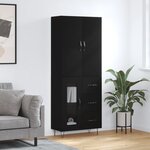 vidaXL Buffet haut Noir 69 5x34x180 cm Bois d'ingénierie