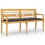 vidaXL Banc Batavia avec coussin anthracite 150 cm Bois de teck massif