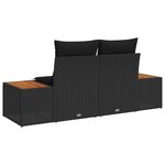 Canapé de jardin 2 places avec rangement et coussins en poly rattan noir