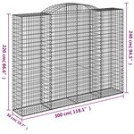 vidaXL Paniers à gabions arqués 11 Pièces 300x50x220/240 cm fer galvanisé