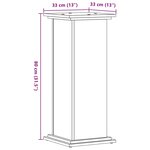 vidaXL Support pour plantes noir 33x33x80 cm bois d'ingénierie