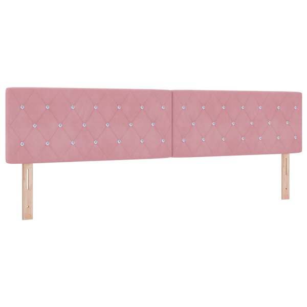 Tête de lit vidaXL avec boutons en cristal en velours rose de 200 cm