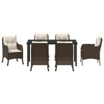 vidaXL Set de salle à manger de jardin de 7 pièces avec coussins en poly rattan marron
