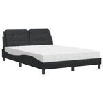 vidaXL Lit avec matelas noir 140x190 cm similicuir