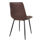 2 chaises de salle à manger en microfibre marron foncé avec pieds noirs