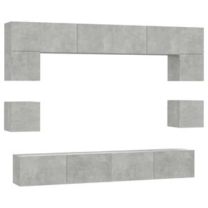 vidaXL Ensemble de meubles TV 8 Pièces Gris béton Bois d'ingénierie