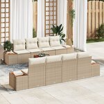 vidaXL Ensemble de Sofa de Jardin 9 Pièces avec Coussins Beige Poly Rattan Acacia