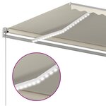 vidaXL Auvent automatique et capteur de vent et LED 6x3 5 m Crème