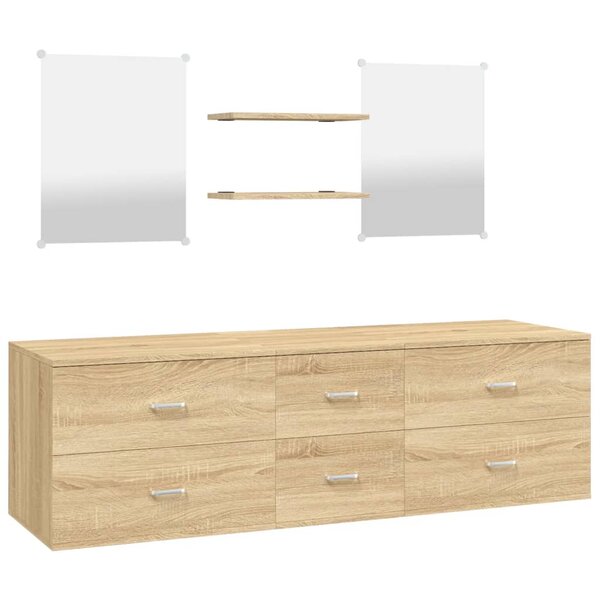vidaXL Ensemble de meubles salle de bain 5 Pièces chêne bois d'ingénierie