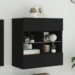 vidaXL Meuble TV mural avec lumières LED noir 58 5x30x60 5 cm