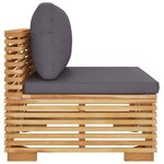vidaXL Canapé central de jardin coussins Gris foncé Bois teck massif