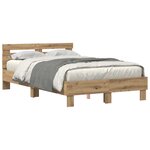 vidaXL Cadre de Lit en Chêne Chêne Artisan Bois Massif 135 x 190 cm