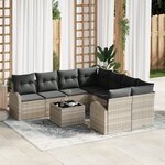 Ensemble de Canapés de Jardin vidaXL 9 Pièces avec Coussins Gris Clair Poly Rotin
