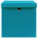 vidaXL Boîtes de rangement et couvercles 10 Pièces Bleu 32x32x32 cm Tissu