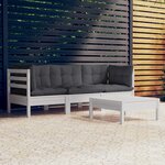 vidaXL Salon de jardin 4 Pièces avec coussins anthracite Bois de pin