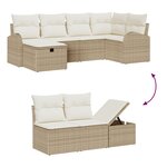Set de canapé de jardin vidaXL 7 pièces avec coussins en poly rotin beige