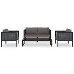 vidaXL Salon de jardin 5 Pièces avec coussins résine tressée anthracite