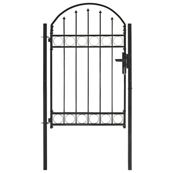vidaXL Portail de jardin avec dessus arqué Acier 1 x 1 5 m Noir
