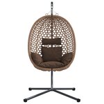 vidaXL Panier chaise œuf suspendue avec support Café Poly Rotin