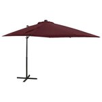 vidaXL Parasol déporté avec mât et lumières LED Rouge bordeaux 250 cm