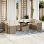 vidaXL Salon de jardin 11 Pièces avec coussins beige résine tressée