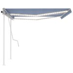 vidaXL Auvent manuel rétractable avec LED 4 5x3 5 m Bleu et blanc