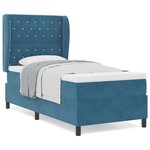 Lit à ressort vidaXL avec matelas bleu foncé 100x200 cm en velours