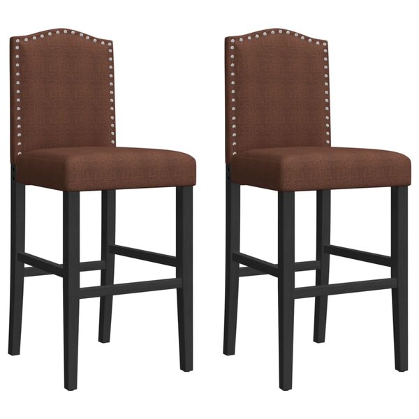 vidaXL Chaises de bar lot de 2 bois massif d'hévéa et tissu