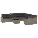 vidaXL Salon de jardin 11 Pièces avec coussins gris résine tressée