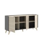 Ensemble meuble TV table basse buffet - Mélaminé - Style scandinave - chêne naturel et graphite
