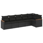vidaXL Salon de jardin 6 Pièces avec coussins noir résine tressée