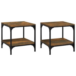 vidaXL Tables d'appoint 2 Pièces Chêne fumé 40x40x40 cm Bois d'ingénierie