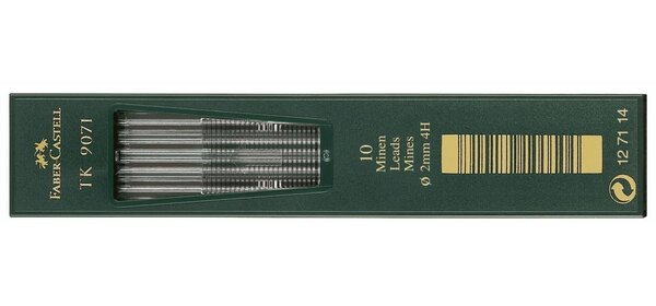 Boite de 10 mines TK 9071, noir foncé, dureté: 4H FABER-CASTELL