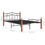 vidaXL Cadre de lit sans matelas noir métal bois chêne 120x200 cm